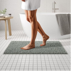 MAYSHINE Šenila vannas paklājs, neslīdošs, mazgājams veļas mazgājamā mašīnā, absorbējošs, ātri žūstošs šagata paklājs, ideāli piemērots vannas istabai, dušai, guļamistabai vai durvju paklājam (salvija zaļa, 100 x 60 cm)