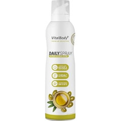 VitalBodyPlus® Daily Spray Extra Virgin olīveļļa, 800 porcijas, pannas aerosols cepšanai, grilēšanai un rafinēšanai, veselīgai gatavošanai, nesadalāms cepšanas aerosols ar olīveļļu