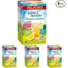 Milford Cool & Delicious Active Lemon-Lime | Īsta augļu tēja | Ar C vitamīnu | B3 vitamīnu un cinku | 50 g (iepakojumā 4 gab.)