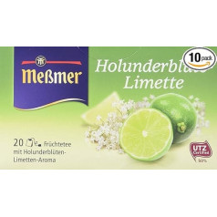 Meßmer Elderflower Lime, 20 maisiņi, 10 paciņas (10 x 50 g)