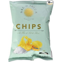 Sal de Ibiza Chips a la Flor de Sal de Ibiza Potato Chips, Pack of 18 (18 x 45 g)