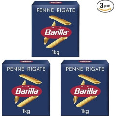 Barilla Pasta Classic Penne Rigate n.73 Izgatavoti no augstas kvalitātes cietajiem kviešiem vienmēr al Dente (1 x 1 kg), iepakojumā 3 gab.