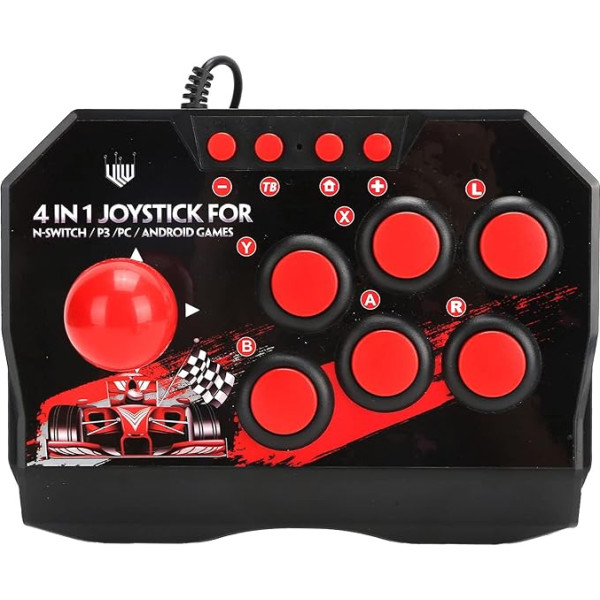 Fight Stick vadu arkādes džoistiks ar lodes metāla džoistiku un 6 apaļām vadības pogām, arkādes spēļu aksesuāri Switch/PC/PS3 ierīcēm