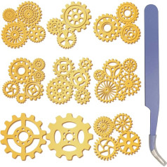 craspire 9 Stück Aufkleber Mit Mechanischem Zahnrad Goldfarben Aus Metall 1,5 x 1,5 Zoll Mit Pinzette Wasserfest Selbstklebend Nickel Vintage Dekorationsaufkleber Aufkleber Für Sammelalben DIY
