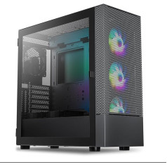 Vetroo AL600 Black Mid-Tower ATX PC korpuss, 3 x 120 mm ARGB ventilatori, 3 x 120 mm parastie ventilatori, 360 mm dzesētājs, sieta audums, spēļu korpuss, iekļauts vadības pults