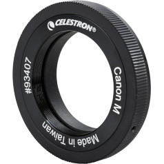 Celestron 93407 Canon M-Mount T-Ring ar 42 mm diametra vītni - Nakts debess un dabas attēliem. Savietojams ar EOS M-Mount bezspoguļa kamerām un T adapteriem - melns