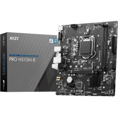 MSI PRO H510M-B pamatplate, Micro-ATX - 10. paaudzes Intel Core procesoru atbalsts, LGA 1200, LGA 1700 - 2 x DIMM (3200 MHz), 1 x PCIe 3.0 x16, USB 3.2 Gen1, 1G LAN, HDMI 1.4