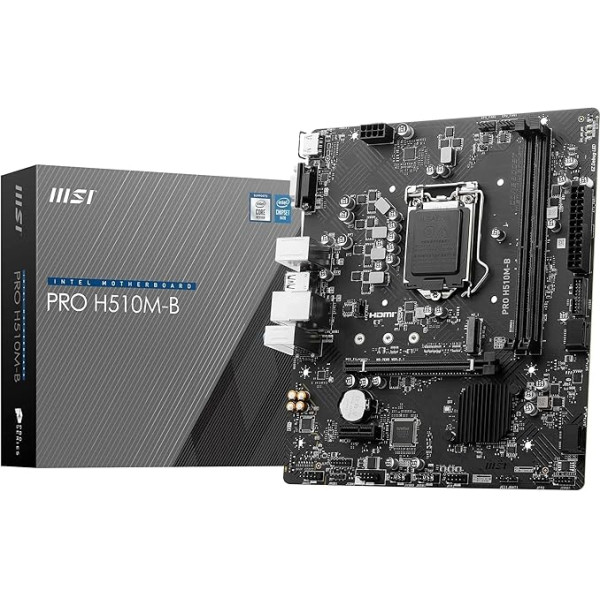 MSI PRO H510M-B pamatplate, Micro-ATX - 10. paaudzes Intel Core procesoru atbalsts, LGA 1200, LGA 1700 - 2 x DIMM (3200 MHz), 1 x PCIe 3.0 x16, USB 3.2 Gen1, 1G LAN, HDMI 1.4