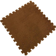 KLYso 40 Stück Ineinandergreifende Teppichfliesen, 30,5 X 30,5 X 1 cm, Verdickte Quadratische Schaumstoff-Puzzle-Spielmatte, Flauschige Plüsch-Schaumstoff-Bodenmatte(Light Coffee)