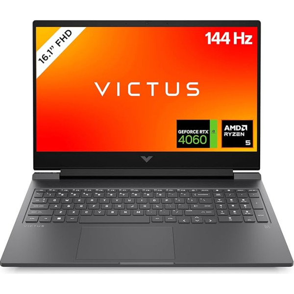 HP Victus Gaming klēpjdators, 16,1 collu FHD 144 Hz displejs, AMD Ryzen 5 8640H, 16 GB DDR5 RAM, 512 GB SSD, NVIDIA GeForce RTX 4060 (8 GB), QWERTZ, Windows 11, melns