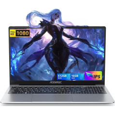 ACEMAGIC Notebook 15,6 collu 16GB RAM DDR4 512GB SSD UHD Notebook (N95) Notebook (līdz 3,4 GHz) portatīvais dators, Bluetooth 5.0 Notebook, C tipa, HDMI, USB 3.2, paplašināšana līdz 2 TB PC Notebook (sudraba krāsā)