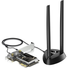 HCX GO WIFI karte 6E AXE5400Mbps Bluetooth 5.3 Tri-Bands 6GHz/5GHz/2.4GHz WPA3 Dual Antenna ar magnētisko bāzi Realtek RTL8852CE 160MHz PCIe x1 Saderīgs ar Windows 10/11