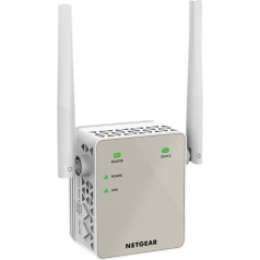 Netgear EX6120-100PES AC1200 WiFi divjoslu WiFi signāla pastiprinātājs un pastiprinātājs (aptver no 2 līdz 3 telpām un 20 ierīcēm, ātrums līdz 1200 Mbps, kompakts strāvas kontaktdakšas dizains)