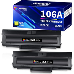 Hookink Pack of 2 106A W1106A Toneris Saderīgs ar HP 106A Toneris Saderīgs ar HP Laser 107w 107a 107r MFP 135a 135r 135w 135w 135wg 137fnw 137fwg (2 Black)