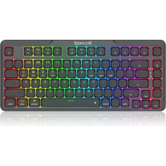 Redragon K706 PRO 75% bezvadu gāzes blīvējuma RGB spēļu tastatūra, 3 režīmi, 82 taustiņi, kompakta mehāniskā tastatūra ar īpaši plakanu paneli, plakanu lineāru sarkanu slēdzi un Dual Win/Mac sistēmu