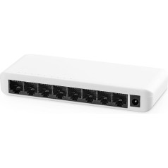 YuLinca 8 portu gigabitu Ethernet komutators, 8 x 100/1000Mbps pieslēgvietu, nepārvaldāms galddatora un sienas Ethernet centrmezgla sadalītājs, mini plastmasas mājas biroja tīkla komutators