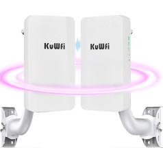 WiFi Bridge Point to Point CPE Wireless WLAN Bridge KuWFi 300 Mbps Outdoor WLAN Repeater WiFi Extender AP Outdoor CPE Kit Transmission for PTP and PTMP, 1 km Distance, with Poe Adapter + Ethernet