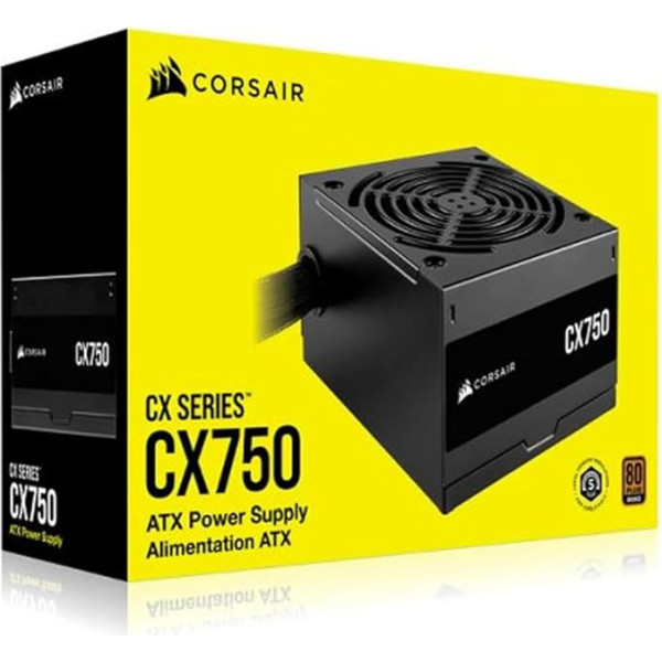 Corsair CX750 80 Plus 80 Plus nemodulārais bronzas zema trokšņa līmeņa ATX barošanas bloks 750 W melns