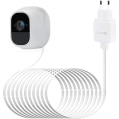 Arlo Pro uzlādes kabelis BECEMURU Quick Charge 3.0 un akumulatora uzlādes adapteris ar 29,5 ft/9 m garu, pret laikapstākļiem izturīgu kabeli Arlo Go, Arlo Pro/Pro2 un Arlo Light (balts)