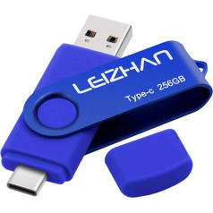 leizhan USB zibatmiņas C tipa atmiņas karte 256 GB OTG (On The Go) 2-in-1 USB C atmiņas karte C tipa viedtālrunim un MacBook (256 GB, zila)