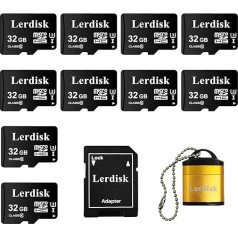 Lerdisk Factory Vairumtirdzniecība Micro SD karte 32GB U3 10 Pack Bulk Micro SDHC ar SD adapteri Ražots ar pilnvarota licences īpašnieka atļauju