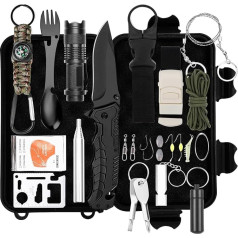 WOWOSS Survival Kit 25 in 1 Survival Ausrüstung Outdoor Multi-Tools Notfallwerkzeug für Wandern Camping Jagd Radfahren Outdoor Abenteuer