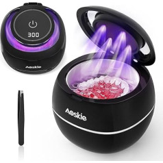 Aoskie Ultraskaņas tīrīšanas ierīce 42 kHz / 30 W Ultraskaņas tīrīšanas ierīce zobu protēzēm, zobu protēzēm, korektoriem, mutes aizsarglīdzekļiem, rotaslietām, zobu birstes galviņai, 180 ml pārnēsājama ultraskaņas ierīce zobārstnie