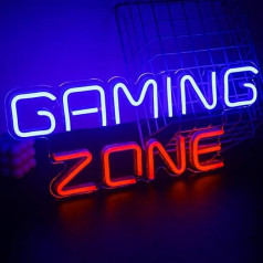 SIGNSHIP Gaming Zone neona zīme, krāsains LED neona apgaismojums, USB burtu spēles neona gaisma spēļu istabai, dekoratīvie vārdi sienas neona zīme guļamistabai bāra spēļu istabai dāvana spēlētājam