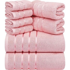 Utopia Towels Luksusa 8 dvieļu dvieļu komplekts, 2 vannas dvieļi, 2 roku dvieļi un 4 sejas drāniņas 600 GSM 100 % kokvilnas ar gredzenveida vērpšanu, ļoti labi uzsūcoši viskozes svītru dvieļi, kas ideāli piemēroti lietošanai