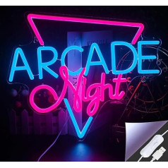 Looklight Arcade Night Neon Sign Game Room Neon Light Blue Pink LED Light Advertising for Game Room Decor USB Letter Light Advertising for Bedroom Children Boys Room Gaming Zone