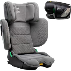 Urban Kanga Wallaroo 2.0 Ceļojumu bērnu sēdeklītis, autokrēsliņš ar ISOFIX, salokāms, 100-150 cm, 15-36 kg, i-Size (pelēks, stepēts)