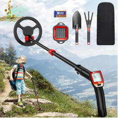 Metāla detektors bērniem, Couleeur regulējams garums 66-83 cm un LCD displejs Metāla detektors bērniem, ūdensizturīgs meklēšanas spoles metāla detektors ar lāpstu, grābekli un mugursomu dārgumu medībām