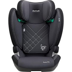 AVOVA Sora-Fix (pelēks un melns), papildu sēdeklis, piemērots no 100 līdz 150 cm, no 4 līdz 12 gadiem, ar ISOFIX, autokrēsliņš ar pastiprinātāju