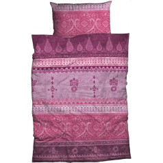 māsa s. Flannelette gultasveļa Indi 135 cm x 200 cm Berry Pink Oriental Ornaments Borders gultasveļas komplekts Modern Country House Italian Flair So Hip...
