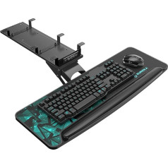 EUREKA ERGONOMIC tastatūras atvilktne, regulējams tastatūras turētājs, grozāma tastatūras atvilktne ar peles paliktni, tastatūras paliktnis birojam, rakstāmgaldam, spēļu galdam