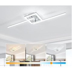 Dorlink griestu gaisma LED, rotējoša griestu gaisma guļamistabai 22 W, lampa viesistabai 3000 K/4000 K/6500 K, galda lampa, 2 gaismas, gaiteņa lampas griestu gaisma, sudraba LED griestu gaisma