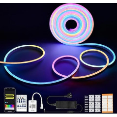 Dinamiskās krāsas RGB + IC neona LED lentes, 3 metri, DC12 V, 96 LED/M, Wifi LED lentes ar mūzikas sinhronizāciju, darbojas ar Alexa, Google Assistant, 84 skatuves DIY, neona LED lentes IP67 ūdensizturīgas