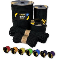 EdcX Paracord (4 mm), 35+ vienkrāsainas krāsas (10 m, 15 m, 30 m, 50 m, 100 m, 300 m), ideāli piemērots amatniecībai, kempingiem, brīvā dabā, 100% neilona virve, 4 mm, taktiskā aukla 550, III tips