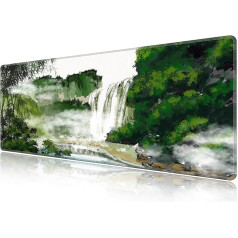 LL-COEUR Motif liels pagarināts paklājs pelei 120 x 50 x 0,3 cm, pagarināts tastatūras paklājs ar iešūtām malām (zaļš 1, 1200 x 500 x 3 mm)
