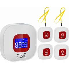 eMylo Senioru ārkārtas izsaukums, mājas ārkārtas izsaukums, ārkārtas izsaukuma poga senioriem, WiFi senioriem, ārkārtas izsaukuma uztvērējs x 1 + izsaukuma poga x 4, saderīgs ar Tuya Smart/Smart Life/Alexa (Atbalsta