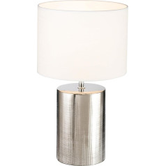 Fischer & Honsel Prata galda lampa | Antīkais sudrabs | Auduma abažūrs | Balts lins | Augstums: 43,00 cm, D: 24,00 cm | Ieslēdzams ar vadu | 1x E27 Max. 40 vatu spuldze nav iekļauta | 50663