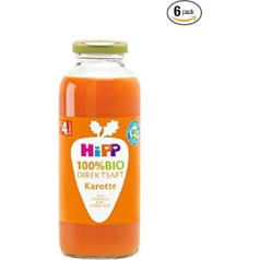 Hipp 100% bioloģiskās sulas, tiešās sulas, burkānu sula, 6 gab. (6 x 330 ml)
