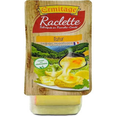 Hymor Raclette siers Natural - 3 x 400 g - sagriezts šķēlēs | Franču grieztais siers Ermitage | nogatavināts vismaz 8 nedēļas | klasiskais Raclette siers | kā papildinājums maizei un sviestmaizēm