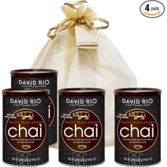 GUSTONE. David Rio Black Rhino Cocoa Gift Set 4 x 398g Tins Chai Latte