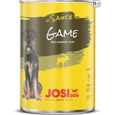 JosiDog Game in Sauce (12 x 415 g) Wet Food in Sauce with Wild for Adult Dogs Suņu barība, ko gatavo Josera