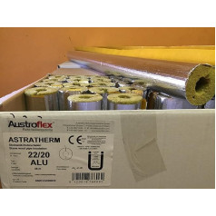 Austroflex Cauruļu izolācija 22 x 20 mm, piepildīta ar Kastīte 36 m satur Cauruļu bļodas, laminētas ar foliju Minerālvate Minerālvate Minerālšķiedras apvalks Izolācija