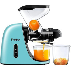 Fretta Slow Juicer Juicer Vegetable and Fruit Juicer Machine, 200 W Fruit Press, Electric Juicer, Juice Maker, Masticating Juice Machine, Cold Press, Fruit Press, BPA-Free, Easy to Clean, Light Blue