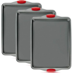 Nesadalītās cepšanas paplātes veidnes, 3 iepakojumi, netoksiskas un ar apmali, oglekļa tērauda cepumu paplātes, izturīgas pret iespiedumiem, deformēšanos un rūsu, smagas tērauda cepšanas paplātes cepeškrāsnī.