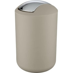 WENKO Brasil Taupe L Swing Top Bin - kosmētikas trauks - pilnīgi izturīgs pret sadursmēm, ietilpība 6,5 L, plastmasa (TPE), 19,5 x 31 x 19,5 cm, Taupe