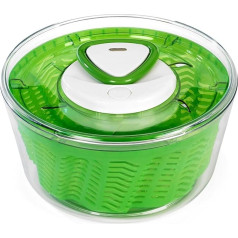 Zyliss Easy Spin 2 salātu virpotājs 6L Liels plastmasas zaļo salātu žāvētājs ar salātu bļodu Aquavent tehnoloģija